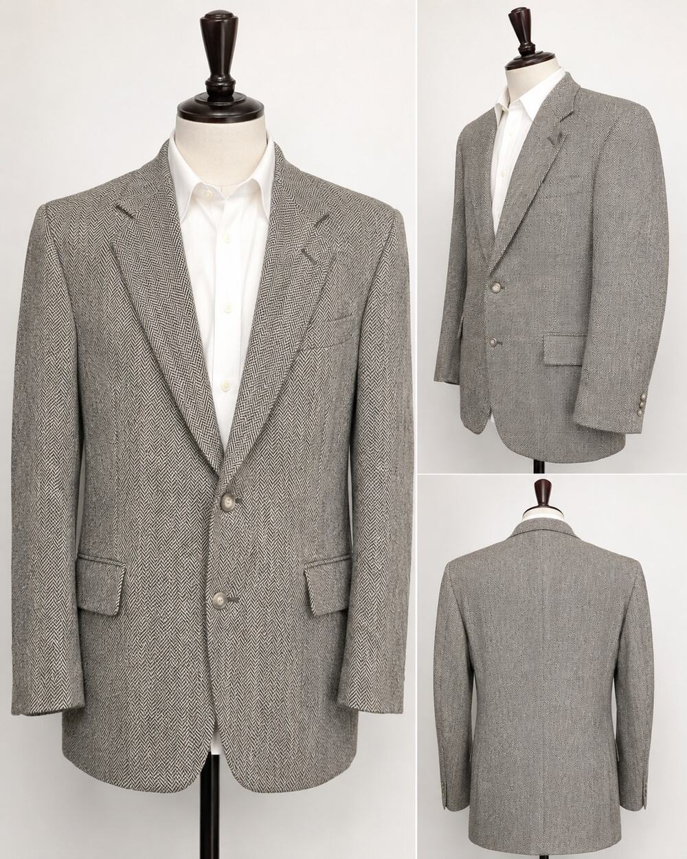 Jos. A. Bank Men's 42S Gray Herringbone Blazer 100% Wool Sport Coat Classic
